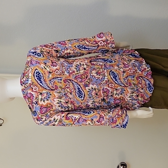 Melissa PAIGE 1990s Rainbow Ruffle Paisley Broomstick Tunic Small - Picture 7 of 10